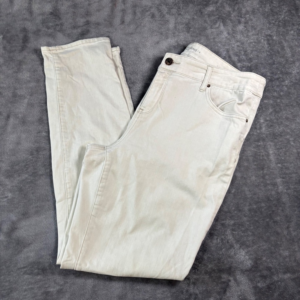 Chicos Platinum Jegging Womens Size 2 Light Beige Denim High Rise Slim Pants